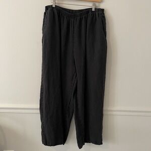 FLAX 100% Linen Wide Leg Pants Sz 2G 22-24 Lagenlook Resortwear Boho Minimalist